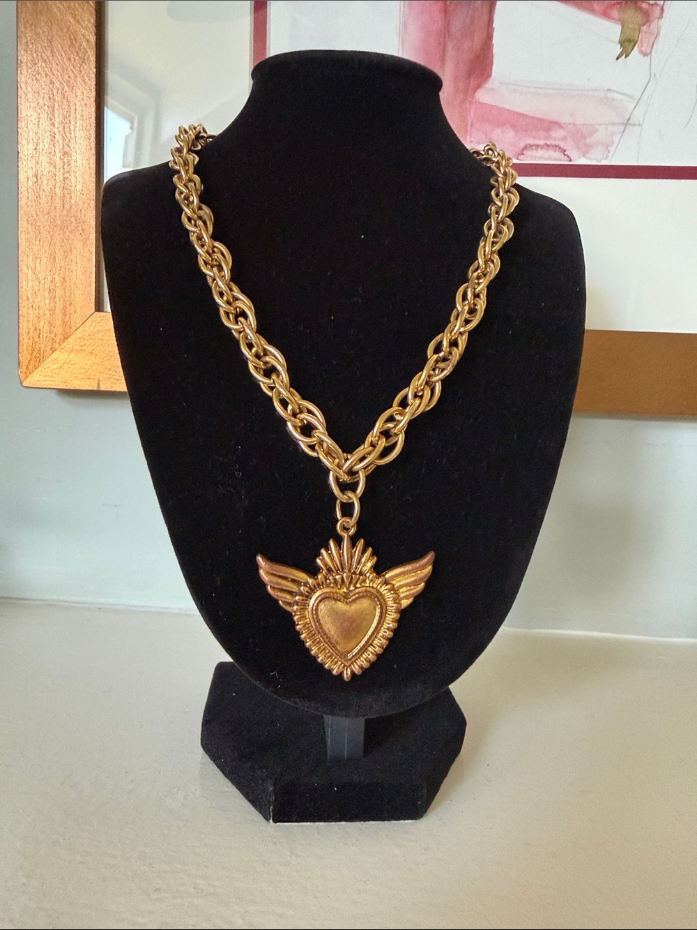 Gold Winged Heart Pendant Necklace - Women Jewelry magnetic clasp
